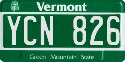 VT license plate YCN826