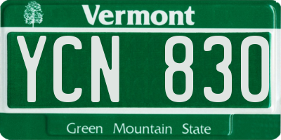 VT license plate YCN830