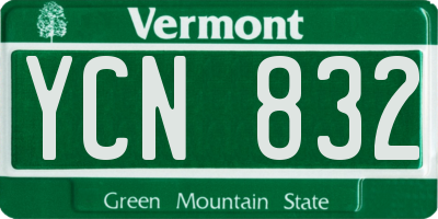 VT license plate YCN832