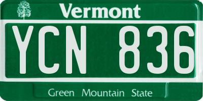 VT license plate YCN836