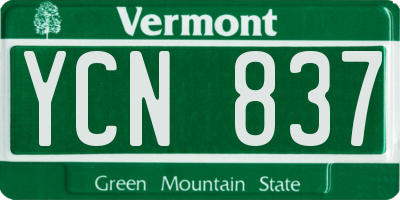 VT license plate YCN837