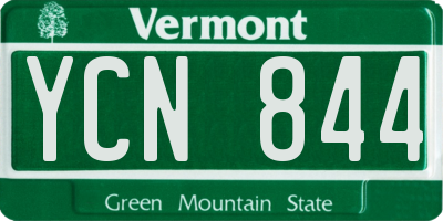 VT license plate YCN844