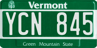 VT license plate YCN845