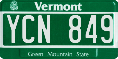 VT license plate YCN849