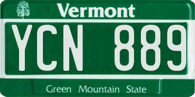 VT license plate YCN889