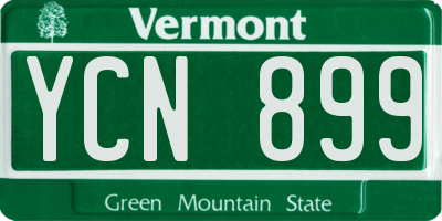 VT license plate YCN899