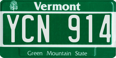 VT license plate YCN914