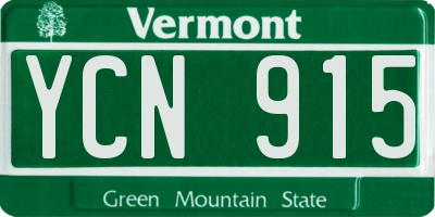 VT license plate YCN915