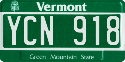 VT license plate YCN918