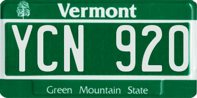 VT license plate YCN920