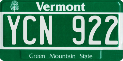 VT license plate YCN922