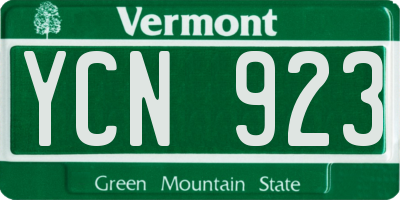 VT license plate YCN923