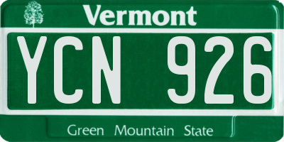 VT license plate YCN926