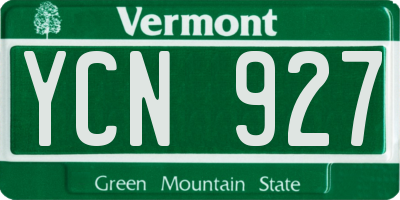 VT license plate YCN927