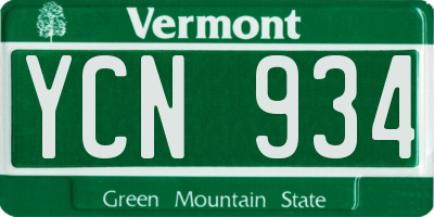 VT license plate YCN934