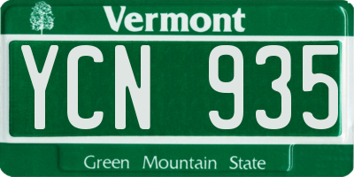 VT license plate YCN935