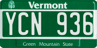 VT license plate YCN936