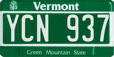 VT license plate YCN937