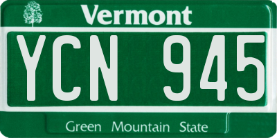 VT license plate YCN945