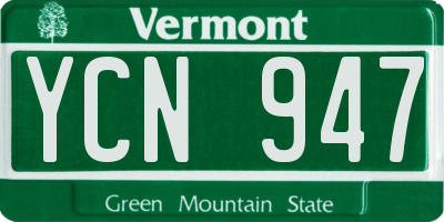 VT license plate YCN947