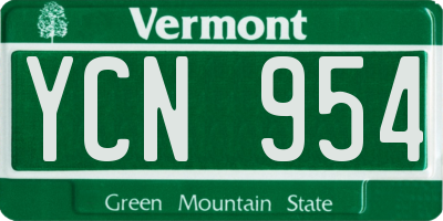 VT license plate YCN954