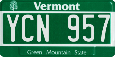 VT license plate YCN957