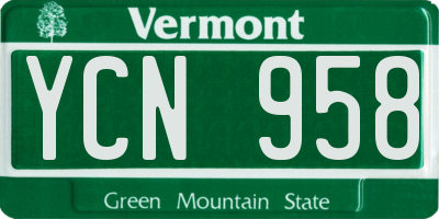 VT license plate YCN958