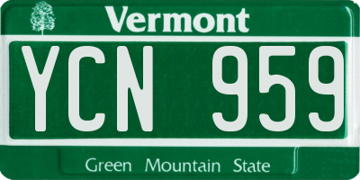 VT license plate YCN959