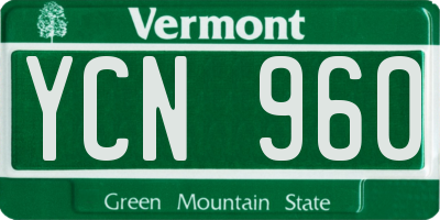 VT license plate YCN960
