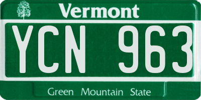 VT license plate YCN963