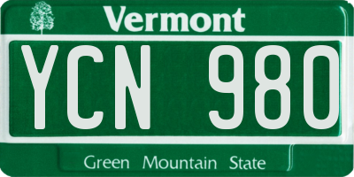 VT license plate YCN980