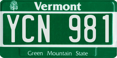 VT license plate YCN981