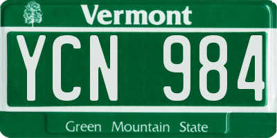 VT license plate YCN984