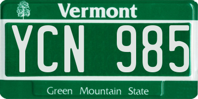 VT license plate YCN985
