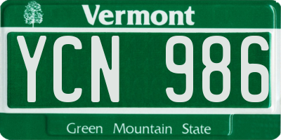 VT license plate YCN986