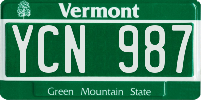 VT license plate YCN987