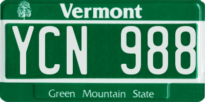 VT license plate YCN988