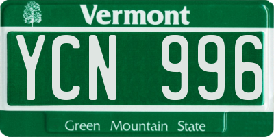 VT license plate YCN996