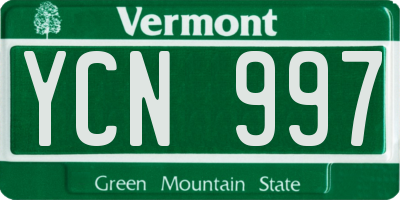 VT license plate YCN997