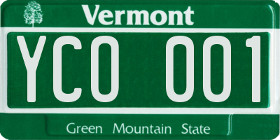 VT license plate YCO001
