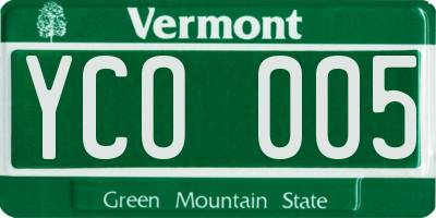 VT license plate YCO005