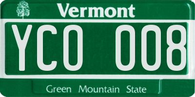 VT license plate YCO008