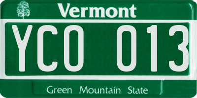 VT license plate YCO013