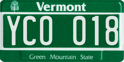 VT license plate YCO018