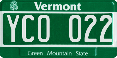 VT license plate YCO022