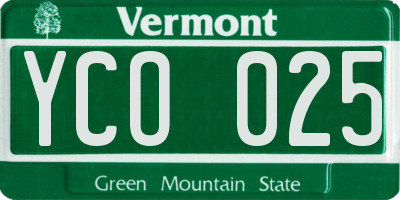 VT license plate YCO025