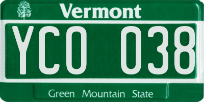 VT license plate YCO038