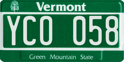 VT license plate YCO058