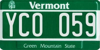 VT license plate YCO059