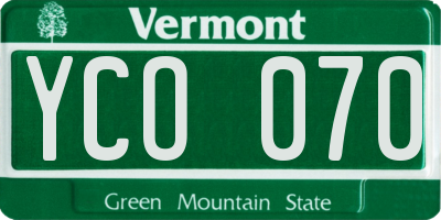 VT license plate YCO070
